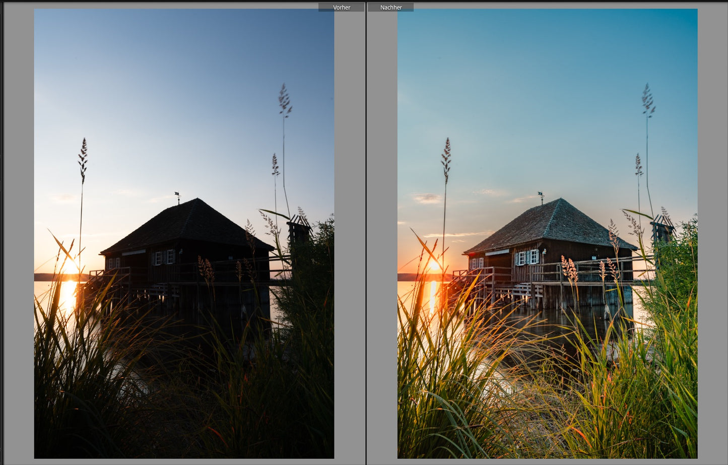 BÄHMM Sonnenuntergang am See & Architektur bei Nacht: Lightroom Classic Presets